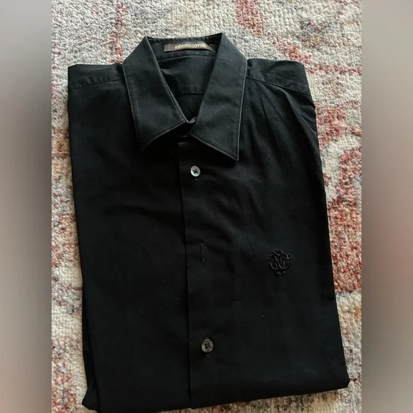 Roberto Cavalli Black Cotton Long Sleeve Button up Roberto Cavalli Black Cotton Long Sleeve Button up